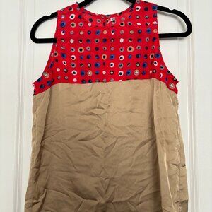 Playful Sleeveless Polka Dot and Solid Color Top